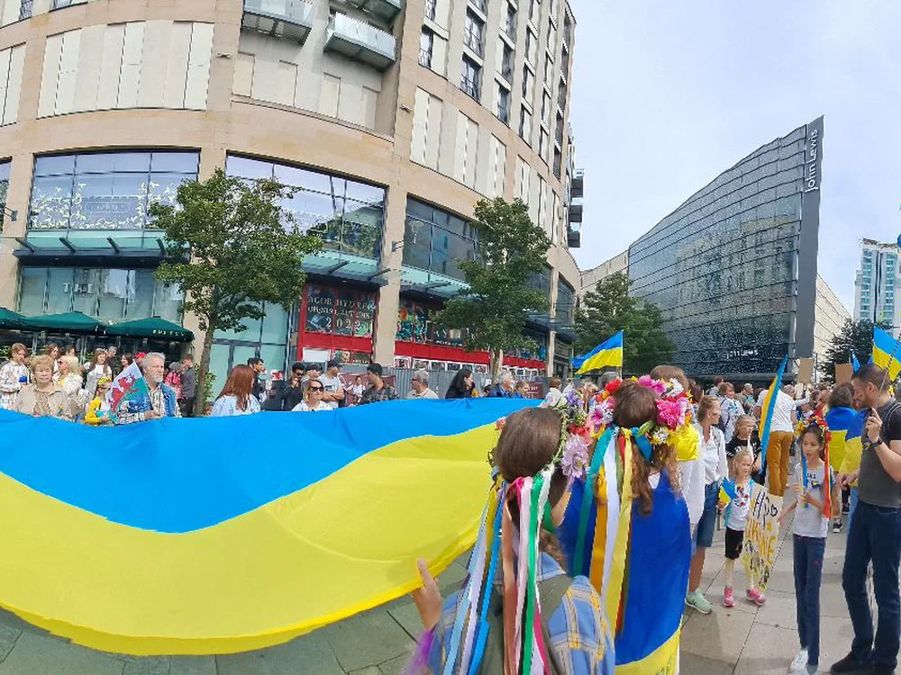 March in Cardiff in honor of Independence Day of Ukraine